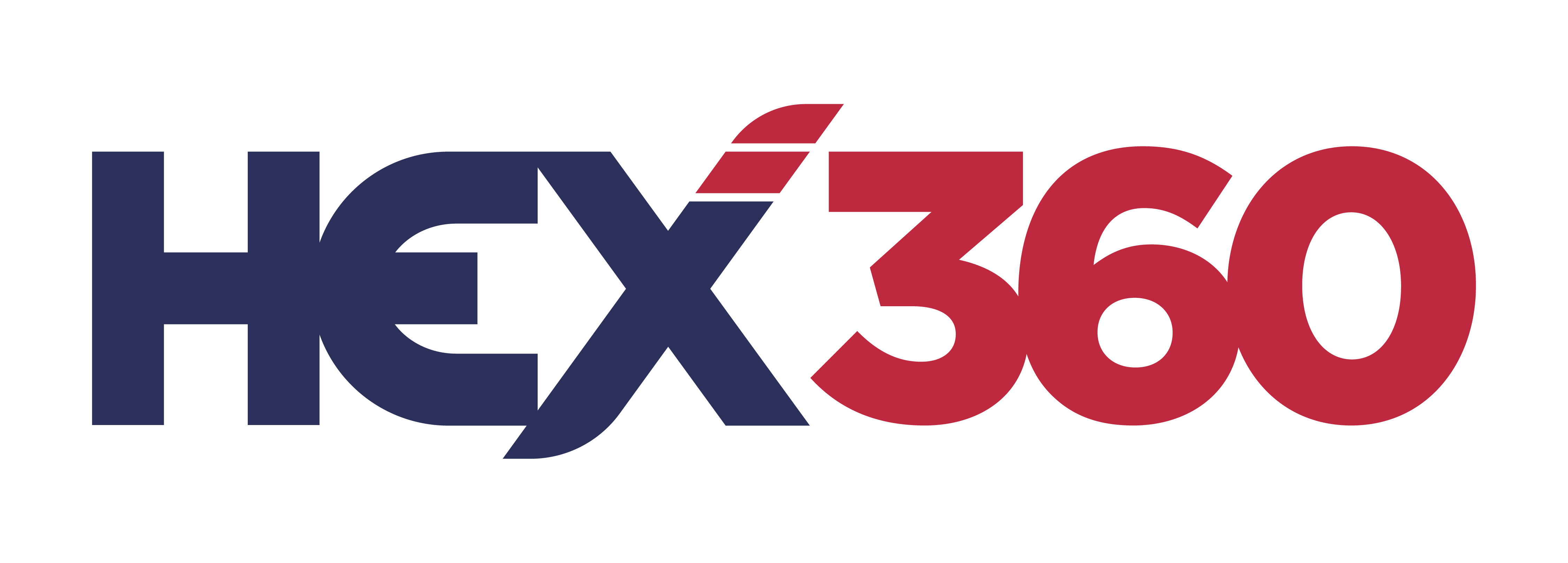 Logo Hex360 em azul e vermelho